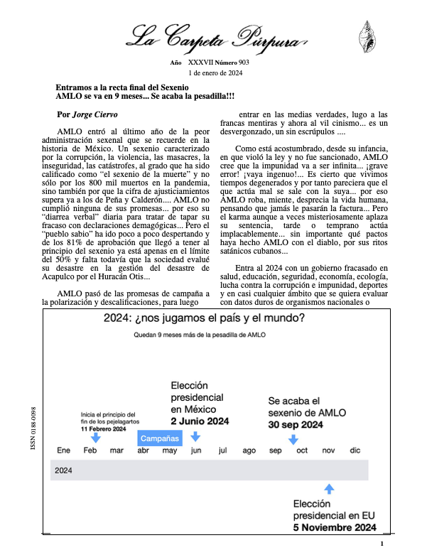 Suscripción Anual a La Carpeta Púrpura (24 ejemplares catorcenales)